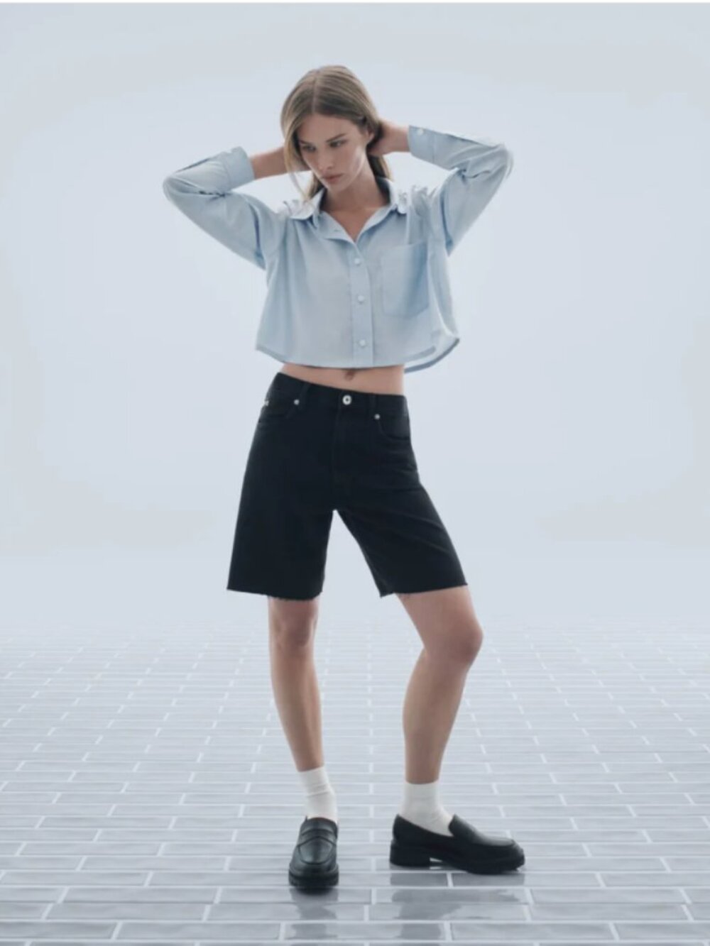 Everlane OG Baggy Jean Short Washed Black 33